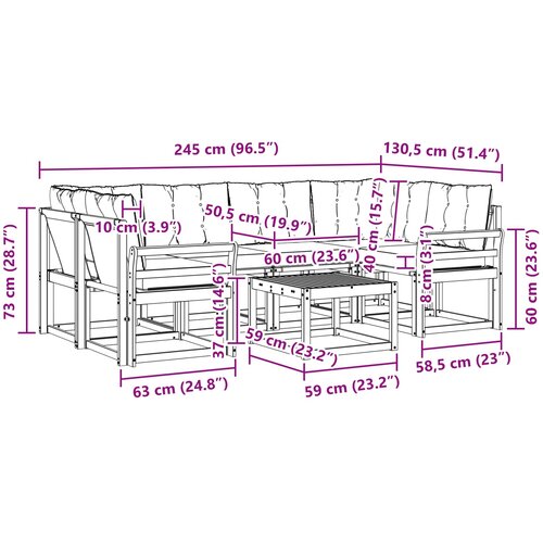  Set vanjskih sofa 7 kom. Prirodna i svijetlo siva Slike