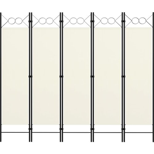 VidaXL Sobna pregrada s 5 panela krem-bijela 200 x 180 cm Slike