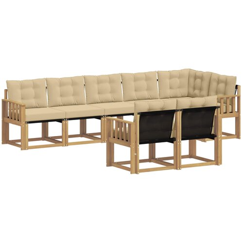 vidaXL Zunanja garnitura za sedenje z blazino 8 pcs Bela in bež, (5000280464) Cene
