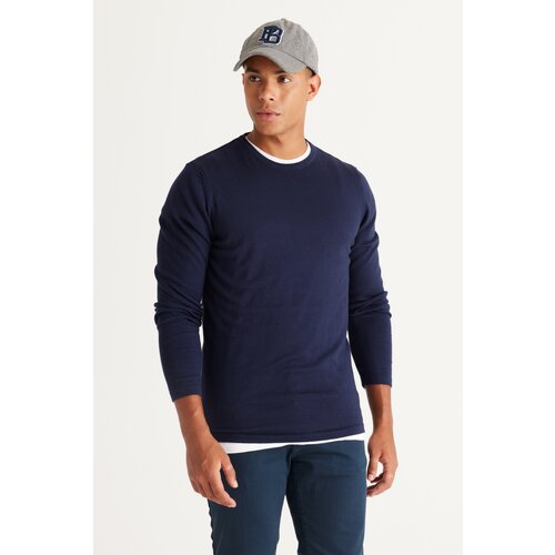 AC&Co / Altınyıldız Classics Men's Navy Blue Standard Fit Normal Cut Crew Neck Knitwear Sweater. Cene