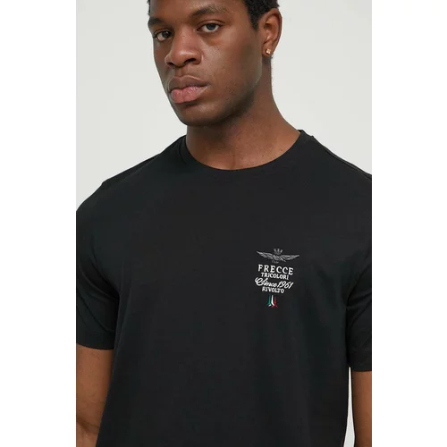 Aeronautica Militare Pamučna majica za muškarce, boja: crna, s aplikacijom