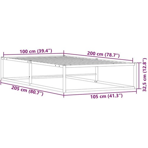 VidaXL Okvir kreveta bez madraca Bijeli 100x200 cm Metalni Slike