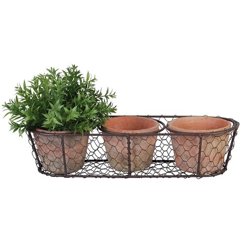 Esschert Design Set 3 terakota posude i žičane košare Cene