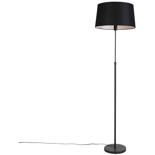 QAZQA Stoječa svetilka črna s črnim platnenim senčilom nastavljiv 45cm - Parte Cene
