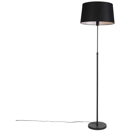 QAZQA Stoječa svetilka črna s črnim platnenim senčilom nastavljiv 45cm - Parte
