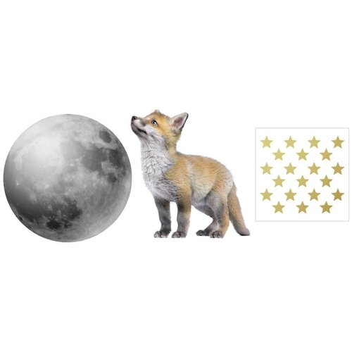 Dekornik set zidnih naljepnica little fox and his friend the moon Slike