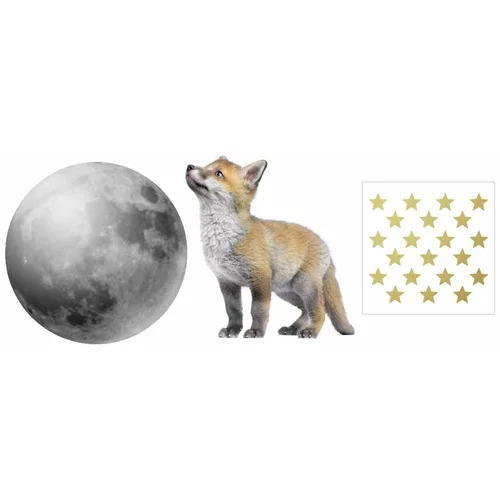 Dekornik set zidnih naljepnica little fox and his friend the moon