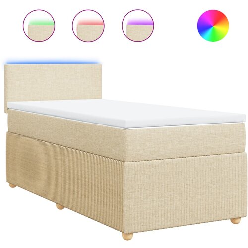 vidaXL Box spring postelja z vzmetnico krem 100x200 cm blago, (21290998) Cene