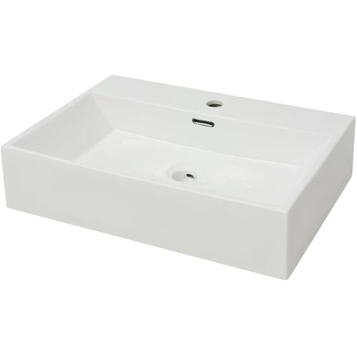  Umivaonik s Otvorom za Slavinu Keramički Bijeli 60,5x42,5x14,5 cm Slike