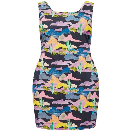 Nasty Gal Plus Obleka &amp;#039;Cactus&amp;#039; modra / rumena / roza / črna Slike