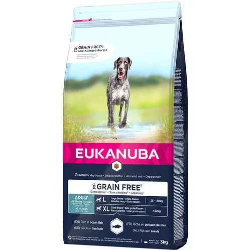 Eukanuba 10% popusta! 3 kg Grain Free - Adult Large Dogs losos