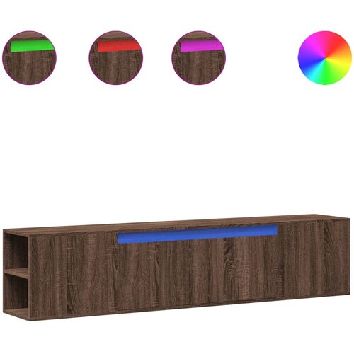 Maison Chic Stenska TV omarica - TV stojalo - Televizijska omarica z LED lučkami rjavi hrast 180x31x39,5 cm, (21702350) Cene