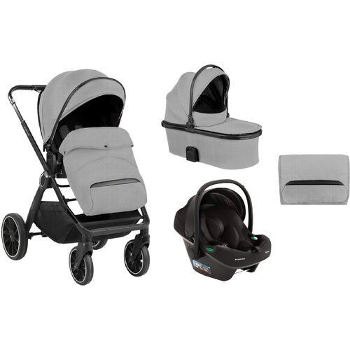 Kikka Boo kolica TIFFANY light grey set 3in1 sa tvrdom korpom i autosedi&amp;scaron;tem I-PRIME I-SIZE black Slike