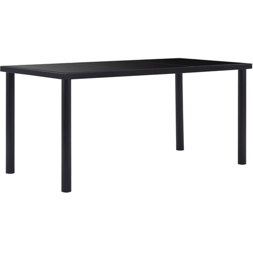  Blagovaonski stol crni 160 x 80 x 75 cm od kaljenog stakla Cijene
