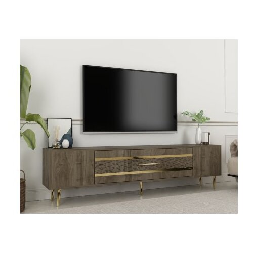 Hanah home tv polica Dekolp2 walnut gold Slike