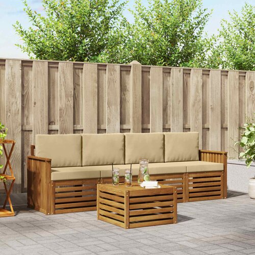  Set vanjskih sofa 5 kom. Prirodna i bež Čvrsto drvo akacije Cijene