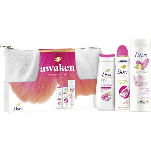 Dove Ženski kozmetički set Awaken, Dezodorans 150ml + gel 225ml + losion za tijelo 250ml Cene