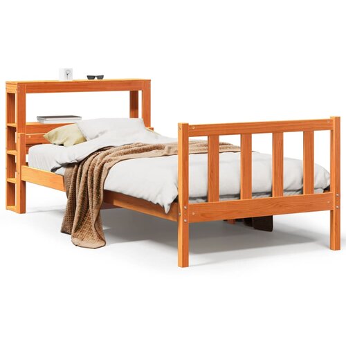 Maison Chic Posteljni okvir - Enojna postelja - Postelja za odrasle z vzglavjem vo&amp;scaron;čeno rjava 75x190 cm borovina, (21695849) Slike