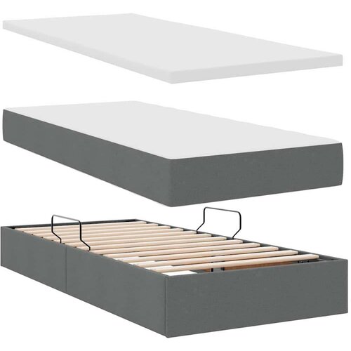  Krevet s prostorom za pohranu s LED-om Tamno siva 90 x 190 cm Slike