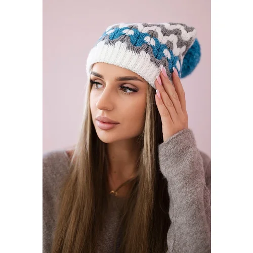  Women's cap Laila K283 white+grey+turquoise