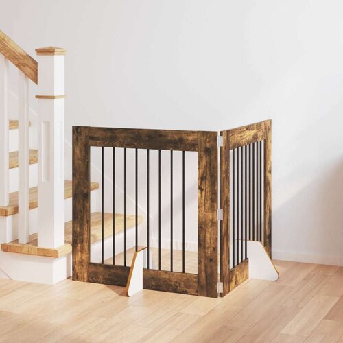  Vrata za pse s postoljem 2 pcs Dimljeni hrast 80 x 80 cm Cene