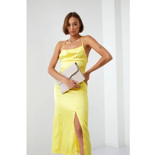 Fasardi Sensual yellow dress with open backs