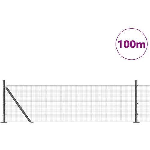VidaXL zavarena žičana ograda s 13 stubova s obodom siva 0.6x100 m čelik Slike