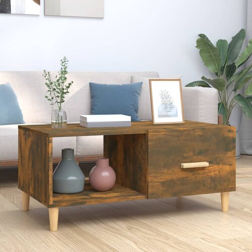 The Living Store Klubska mizica dimljeni hrast 89,5x50x40 cm inženirski les - Klubska Mizica, (21573169) Cene