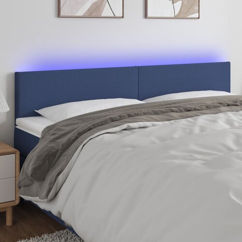 VidaXL LED posteljno vzglavje modro 160x5x78/88 cm blago Slike