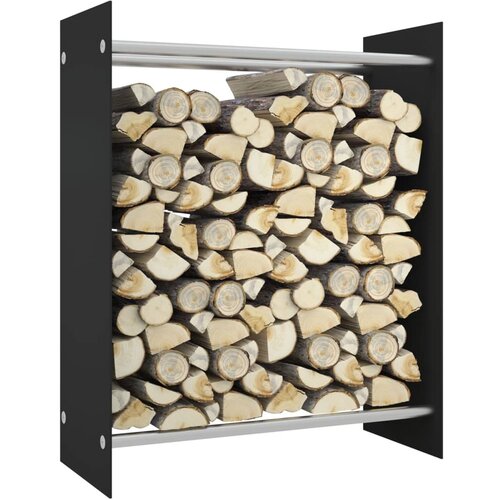 VidaXL Stalak za drva za ogrjev crni 80 x 35 x 100 cm kaljeno staklo Slike