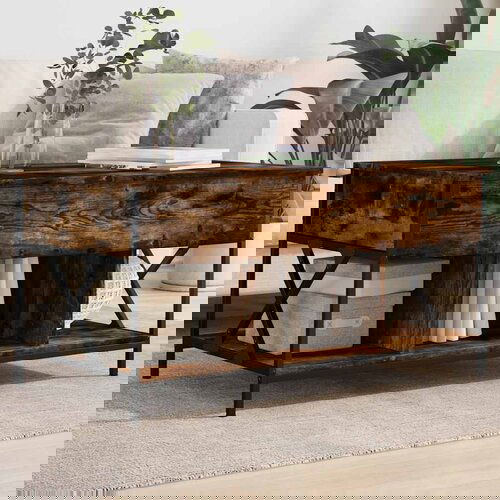VidaXL Stolić za kavu boja hrasta 100 x 55 x 50 cm od drva i metala Slike