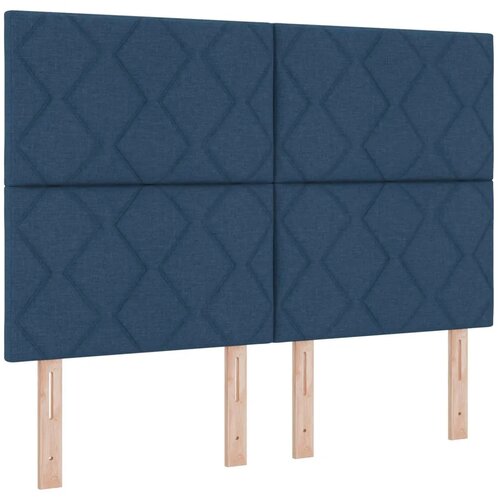  LED okvir za krevet s madracem Plava 160 x 200 cm Tkanina - Plava 160 x 200 cm Dizajn s rombovima Slike