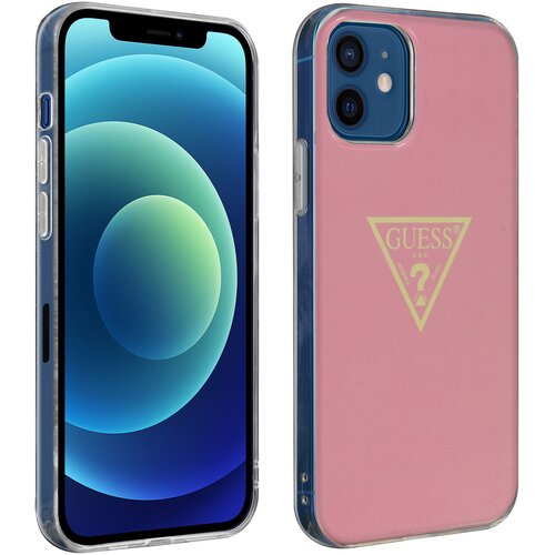 Guess Maska Faceplate Frost iPhone 12 Mini pink. Slike