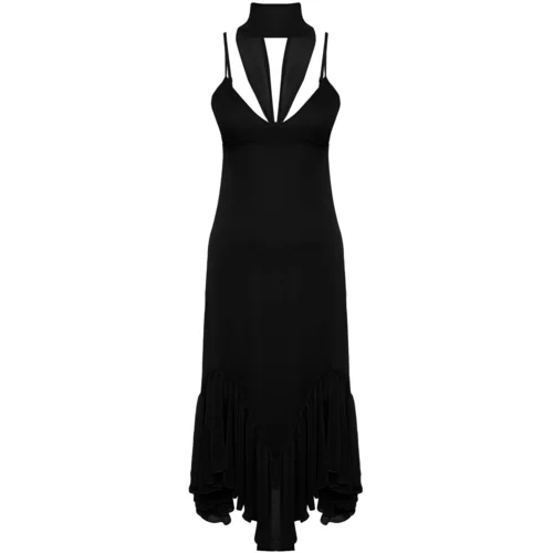 Trendyol Black Waist Opening/Skater Frilly Dress