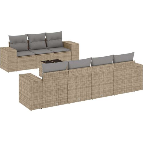 vidaXL 8-dijelni set vrtnih sofa od poliratana s jastucima bež Cijene