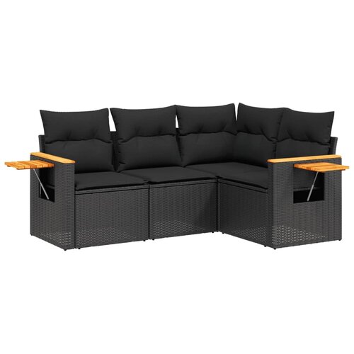 vidaXL 4-dijelni set vrtnih sofa od poliratana s jastucima crni Cijene