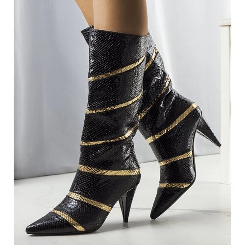 Gemre Black and gold insulated Nevzo heeled boots Slike