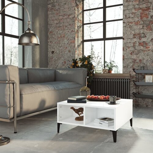 The Living Store Klubska mizica visok sijaj bela 60x60x30 cm iverna plošča - Klubska Mizica, (21573048) Cene