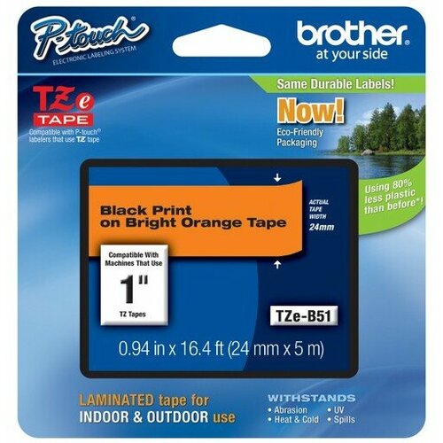 Brother TZEB51 traka 24mm crno/narandžas. Cene