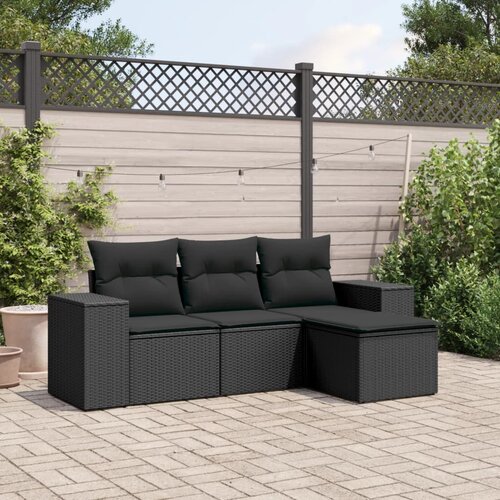  4-dijelni set vrtnih sofa od poliratana s jastucima crni Cijene