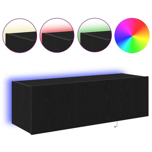  zidni ormar s LED svjetlima Crni hrast 100x35x31 cm Slike