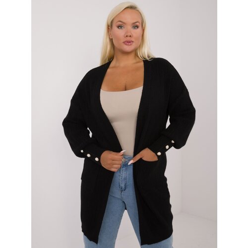 Fashion Hunters Black cardigan plus size without fastening Cene