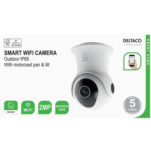 Deltaco SMART HOME WiFi kamera premična ZUNANJA, IP65 cert, 2MP, Senzor gibanja BELO Slike