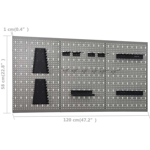 VidaXL Zidne ploče za alat 3 kom 40 x 58 cm čelične Slike