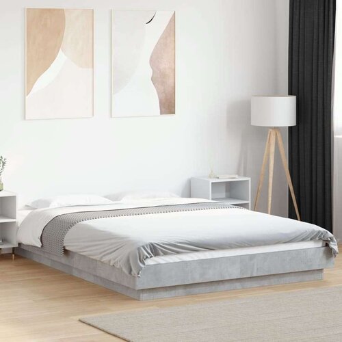 VidaXL Okvir kreveta boja betona 135 x 190 cm od konstruiranog drva Slike