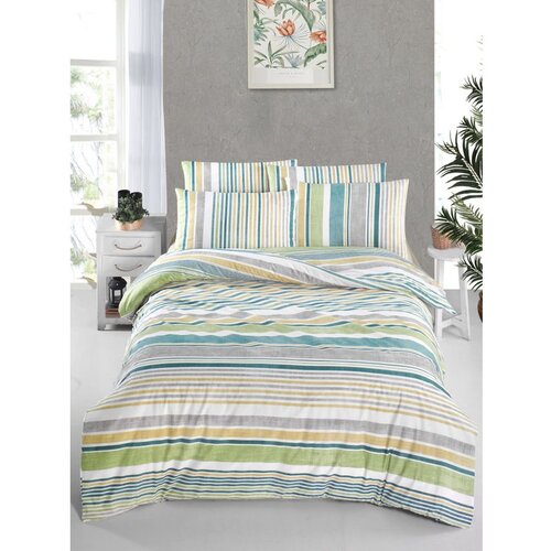  sanvi whitegreengreyyellow ranforce single quilt cover set (fr) Cene