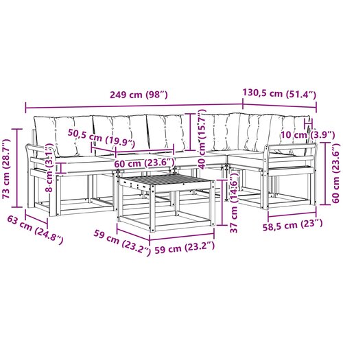  Set vanjskih sofa 6 kom. Prirodna i bež Slike