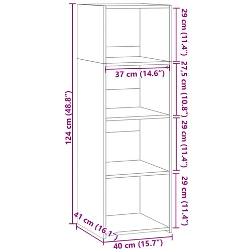  Visoka komoda dimljeni hrast 40x41x124 cm od konstruiranog drva Slike