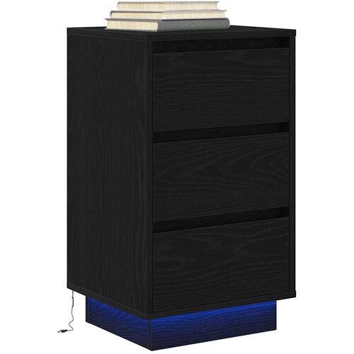  Noćni ormarić s LED svjetlima crni 38x34x65 cm Slike