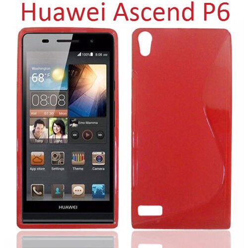  Gumijasti / gel etui S-Line za Huawei Ascend P6 - rdeči Slike